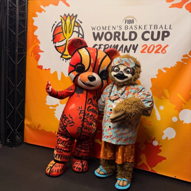 Baerlina found a New friend @ @fibawwc 
Our 🐻 mascot love to see you on court 🏀